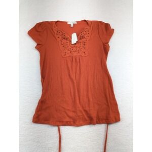 NWT French Laundry Women's Beaded  Spiced  Peasant Style  Pumpkin Knit Top‎ XL